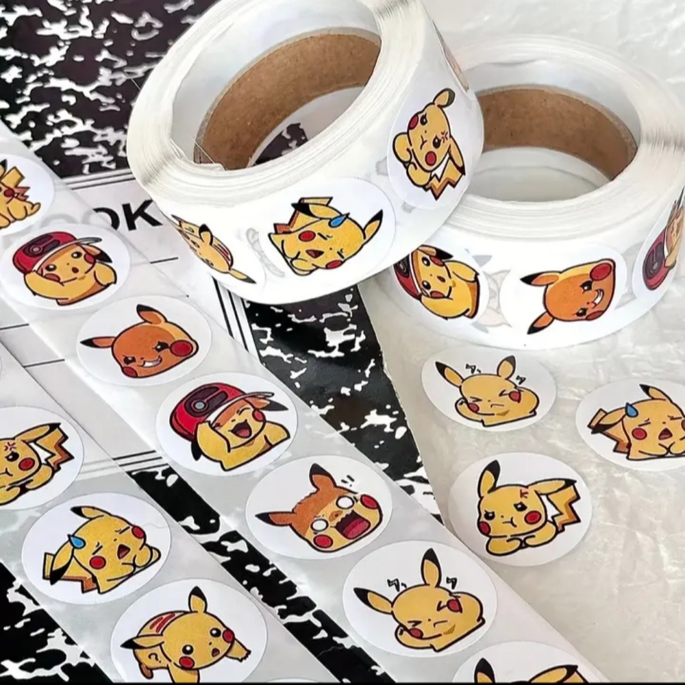 500pcs/roll Pokemon Pikachu Cartoon Sticker Cute Sticker #New - Picture 3 of 4